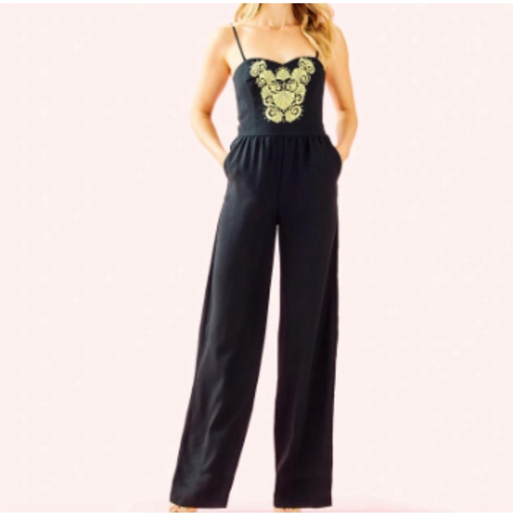 Stunning black and gold Lilly Pulitzer dressy jumpsuit size 6